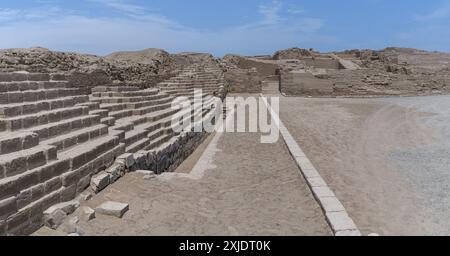 Preserved ancient ruins under clear skies. Timeless ruins of an ancient city, whispering stories of bygone eras. Stock Photo