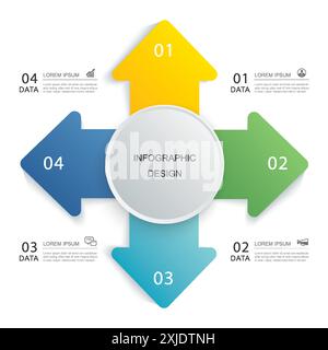 4 arrow infographic pointing out from center. Stock Vector