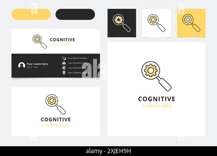 Magnifying glass analyzing a gear: a logo for cognitive processes Stock Vector