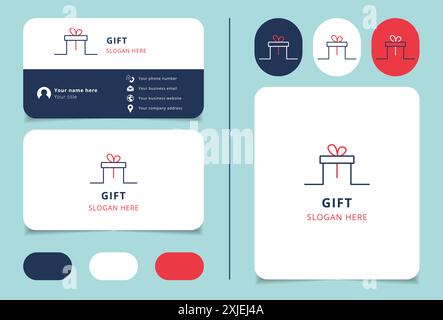 Gift logo template featuring a gift box being tied with a ribbon Stock Vector