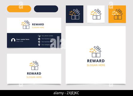 Open gift box with stars exploding logo design for reward, loyalty program, gift shop, or present concept Stock Vector