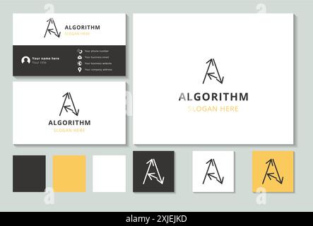 Algorithm logo concept featuring letter a with intertwined arrows Stock Vector
