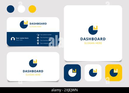 Business card design featuring a dashboard logo with growing bar graph Stock Vector