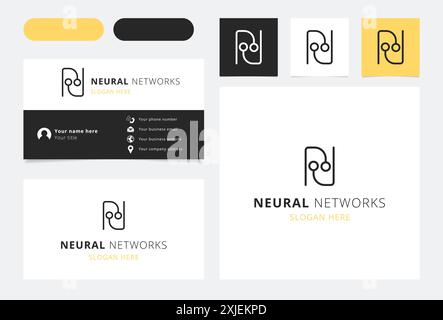Neural network logo concept featuring interconnected nodes Stock Vector
