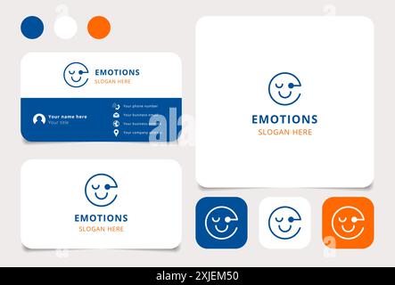 Modern business card design featuring a smiling face logo for a psychologist or life coach Stock Vector