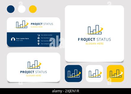 Business card template featuring a chart representing project status Stock Vector