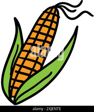 Cartoon corn illustration. Vector icon isolated outlined Stock Vector