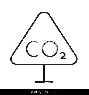CO2 Triangle Warning icon simple flat vector symbol outline collection set logo Stock Vector