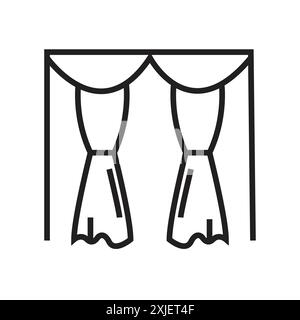 curtains icon simple flat vector symbol outline collection set logo Stock Vector