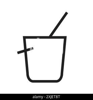 besom with stick and pail icon simple flat vector symbol outline collection set logo Stock Vector