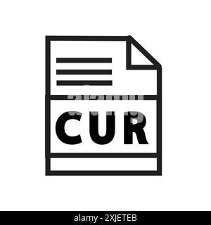 CUR File Document Icon simple flat vector symbol outline collection set logo Stock Vector