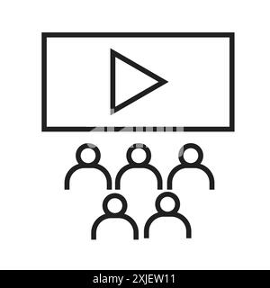 cinema audience icon simple flat vector symbol outline collection set logo Stock Vector