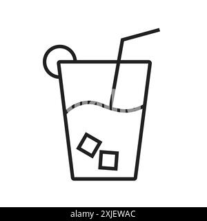 drink icon simple flat vector symbol outline collection set logo Stock Vector