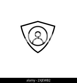 user protection shield icon simple flat vector symbol outline collection set logo Stock Vector