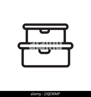 plastic Food container icon simple flat vector symbol outline collection set logo Stock Vector