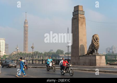 Cairo, Egypt. 01st July, 2024. A view of Qasr El Nil Bridge and Cairo Tower with early morning traffic crossing the River Nile in Downtown Cairo. (Photo by John Wreford/SOPA Images/Sipa USA) Credit: Sipa USA/Alamy Live News Stock Photo