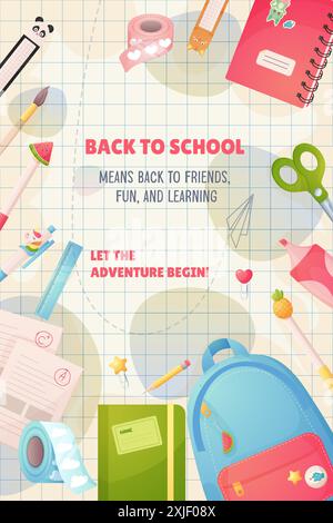 Welcome back to school. banner for university, school, kindergarten. Start of school online.Vector Stock Vector