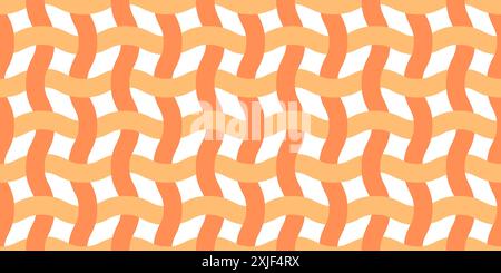 Vector seamless pattern. Wavy lines like fabric ornament Modern stylish texture. Hand drawn trendy flat style Geometric texture. Peach fuzz and orange colors wavy lines. Vector illustration Stock Vector