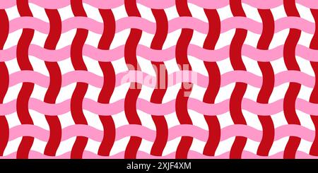 Vector seamless pattern. Wavy lines like fabric ornament Modern stylish texture. Hand drawn trendy flat style Geometric texture. Cotton candy and red color wavy lines. Vector illustration Stock Vector