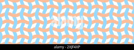Vector seamless pattern. Wavy lines like fabric ornament Modern stylish texture. Hand drawn trendy flat style Geometric texture. Peach fuzz and blue colors wavy lines. Vector illustration Stock Vector