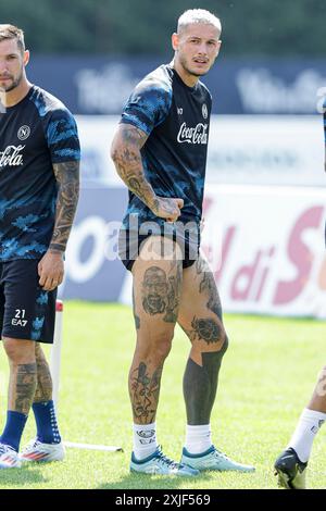 Napoli's Italian defender Pasquale Mazzocchi during  SSC Napoli's 2024-25 preseason training camp in val di sole in Trentino, Dimaro Folgarida Stock Photo