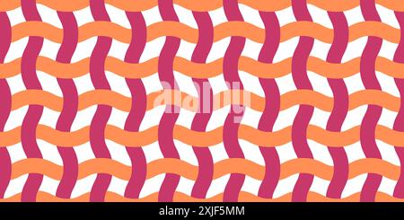 Vector seamless pattern. Wavy lines like fabric ornament Modern stylish texture. Hand drawn trendy flat style Geometric texture. Peach and burgundy colors wavy lines. Vector illustration Stock Vector