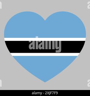 flag of Botswana in form of heart, symbol of love Stock Vector