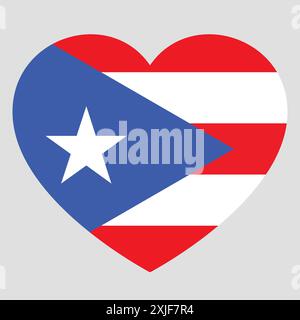 flag of Puerto Rico in form of heart, symbol of love Stock Vector