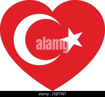 flag of Turkey in form of heart, symbol of love Stock Vector