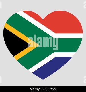 flag of South Africa in form of heart, symbol of love Stock Vector