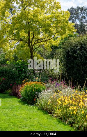 RHS, Royal Horticultural Society, Hyde Hall. Queen Mothers garden, in summer. Stock Photo