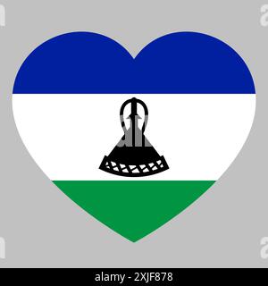 flag of Lesotho in form of heart, symbol of love Stock Vector
