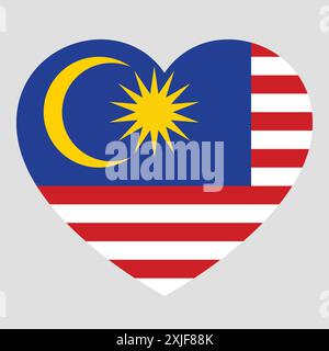 flag of Malaysia in form of heart, symbol of love Stock Vector