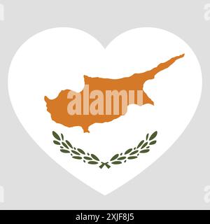 flag of Cyprus in form of heart, symbol of love Stock Vector
