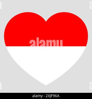 flag of Indonesia in form of heart, symbol of love Stock Vector