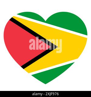flag of Guyana in form of heart, symbol of love Stock Vector