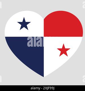 flag of Panama in form of heart, symbol of love Stock Vector