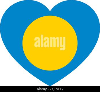 flag of Palau in form of heart, symbol of love Stock Vector