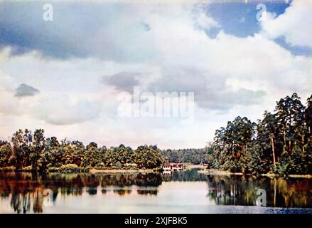 A photograph of the Masurian Lakes in Poland, taken during the Second World War by the Nazi regime. Following the invasion of Poland in 1939, the Nazis used this area to support military operations and as a defensive line against Soviet advances. The region's terrain made it a critical point for troop movements and supply routes. Stock Photo