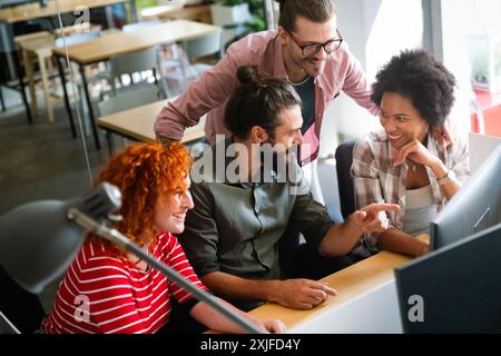 Software engineers working on project and programming in company. Startup business concept Stock Photo
