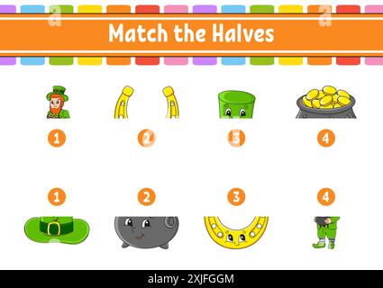 Connect the halves worksheet. Matching game for preschool children with ...