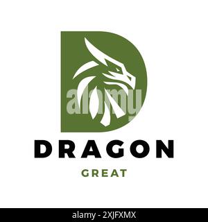 Initial Letter D Dragon Icon Logo Design Template Stock Vector