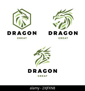Set of Dragon Icon Logo Design Template Stock Vector