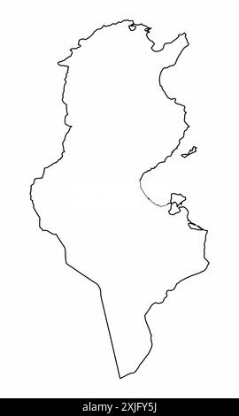 Tunisia outline map isolated on white background Stock Vector