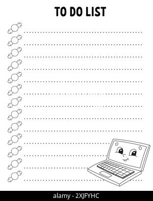 To do list. Printable template. Lined sheet. Handwriting paper. For diary, planner, checklist, wish list. Vector illustration. Back to school theme. Stock Vector