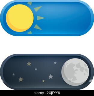 day and night button with sun and moon on clear sky vector illustration Stock Vector