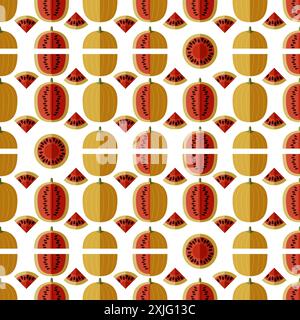 Seamless pattern with Faerie watermelon.Fruit and vegetables. Flat style. Isolated vector illustration. Stock Vector