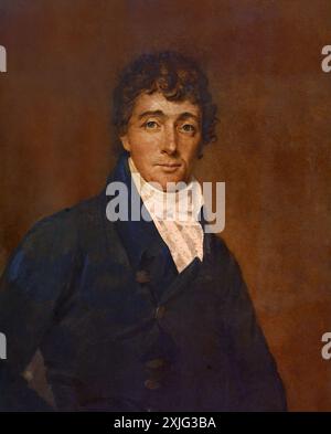 Francis Scott Key. Portrait of the American lawyer and amateur poet, Francis Scott Key (1779-1843) attributed to Joseph Wood, oil on panel, c. 1825.. Key is most famous for having written the lyrics to the American national anthem 'The Star Spangled Banner'. Stock Photo