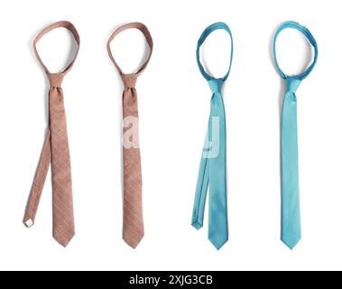 Many different ties isolated on white, set Stock Photo