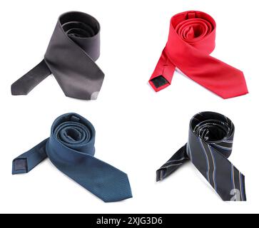 Many different ties isolated on white, set Stock Photo